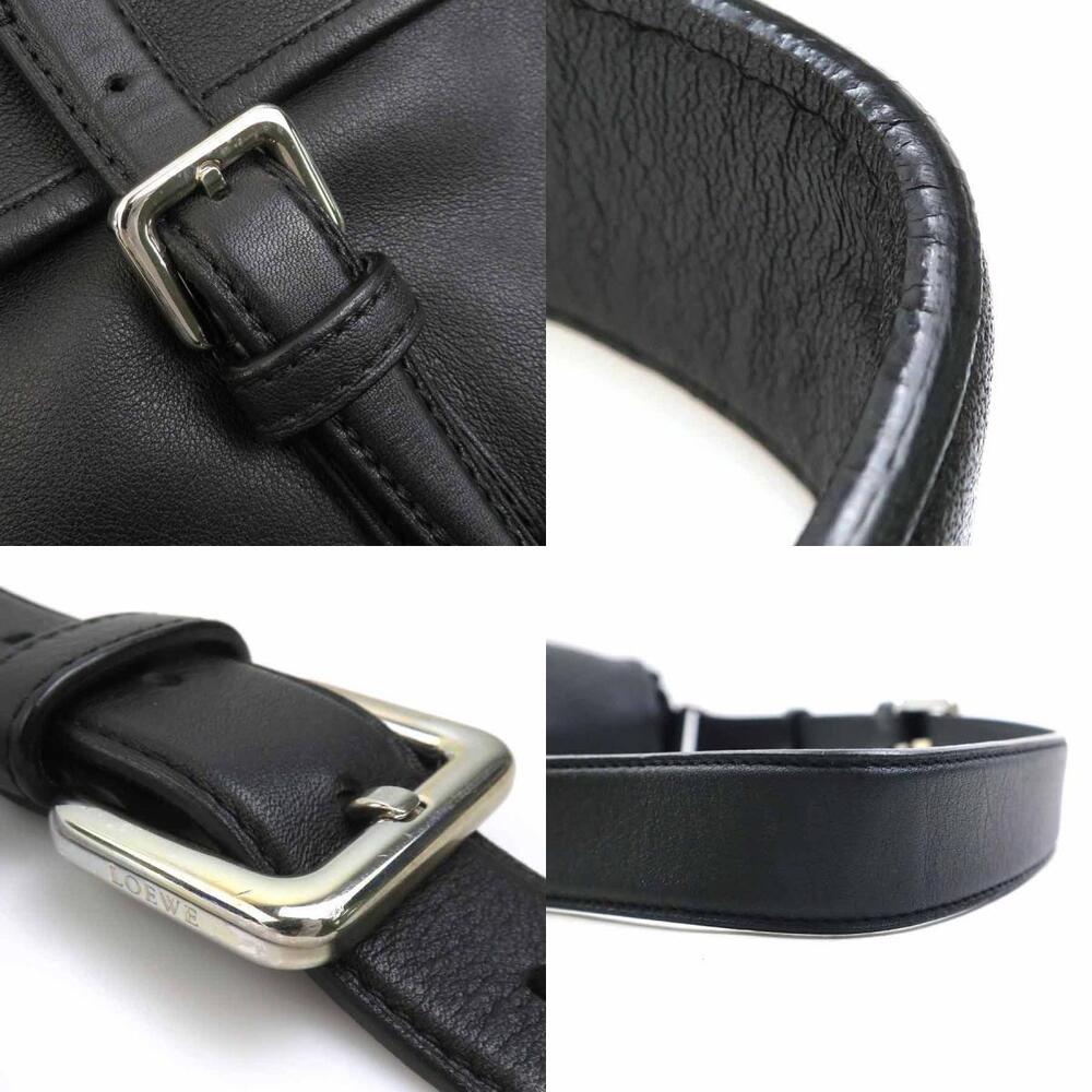 Loewe Black Leather Silver Shoulder Bag Crossbody Anagram Black Silver - Picture 4 of 5